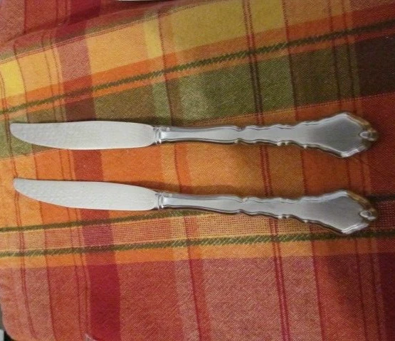 'Satinique-Newer' by Oneida Community Stainless lot of 2 Modern Hollow Knives