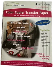 Laser Copier transfer paper Iron-on  3 sheets 8.5"x11" print image onto fabric
