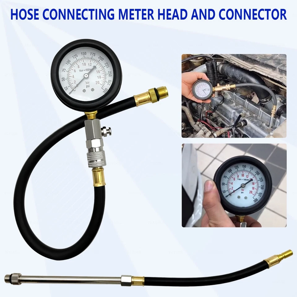 11PCS Petrol Engine Compression Tester Kit Fuel Cylinder Pressure Gauge Tool Set - Image 3 of 4