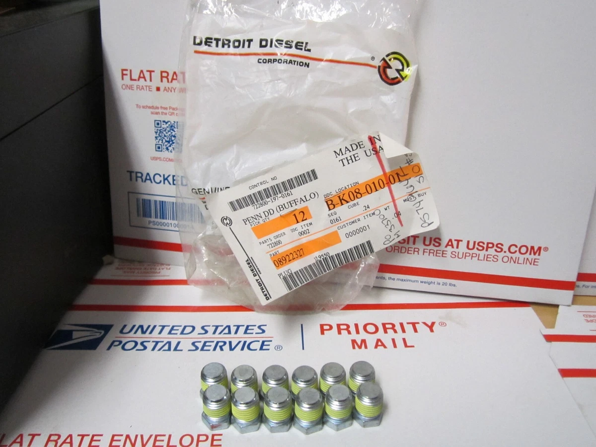 DETROIT DIESEL PLUG OIL COOLER DDE 08922327 QUANITY 12 PLUGS IN  