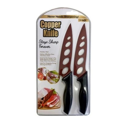 Copper Knife 2 pack, Stainless Steel Copper Coating Stays Sharp Forever NEW!