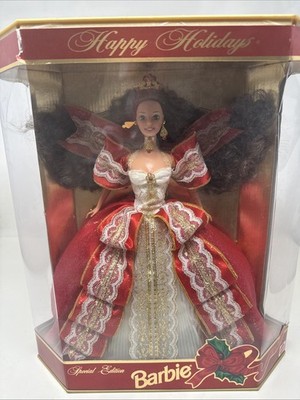 RARE AUTHENTIC NIB Happy Holidays 1997 Barbie Doll Misprint/Green Eyes 17832 (J9