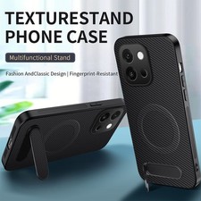 For OnePlus 13T, Luxury Carbon Fiber Pattern Case KickStand Magnetic Soft Cover