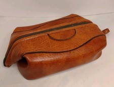 Vintage 1970s Rolfs Brown Faux Leather Dopp Kit IDEAL Zipper 13x3 Travel Bag