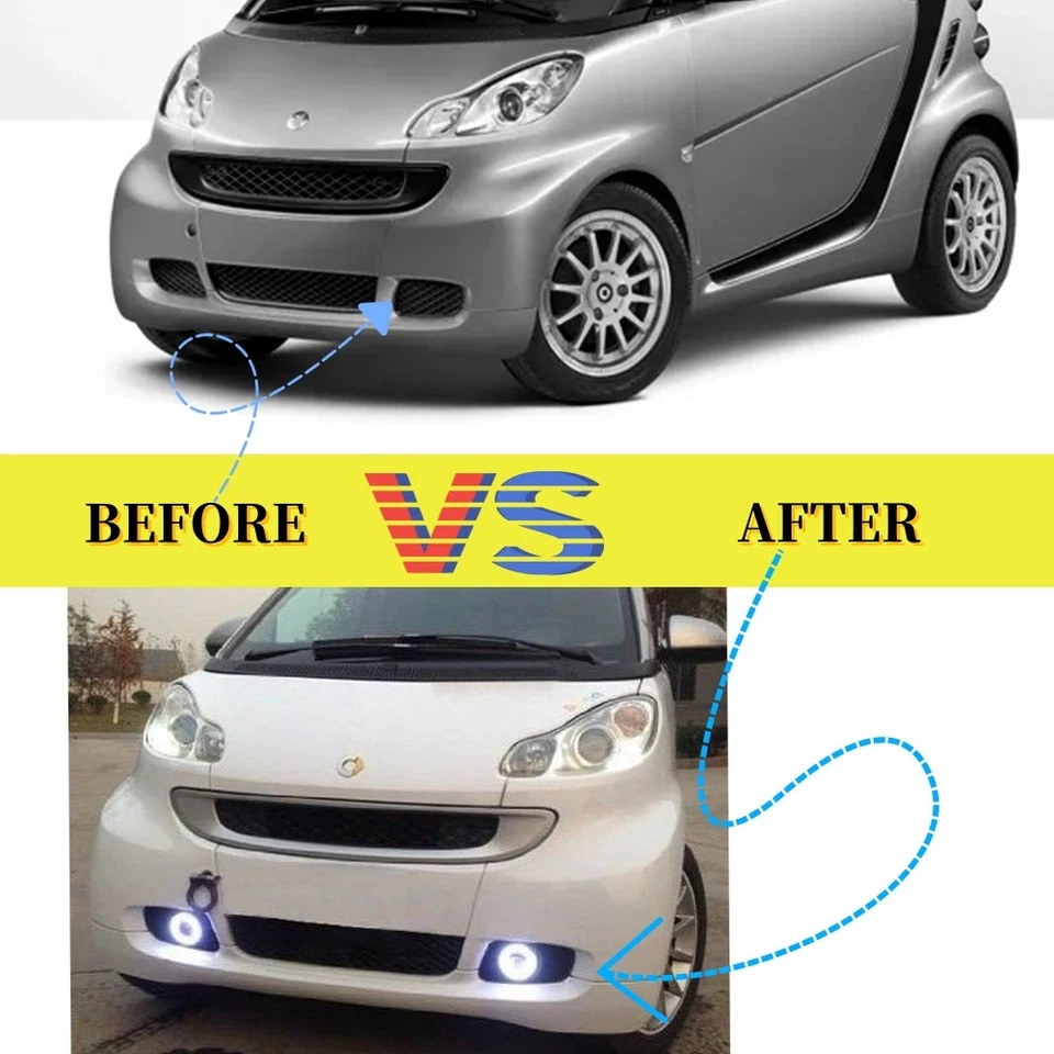 Proyector de anillo de ángel LED blanco Halo DRL luz antiniebla para Smart Fortwo 2008-2012 Foto 4 de 4