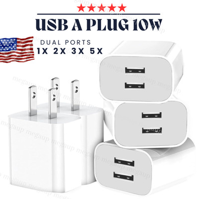 Dual Port USB A Plug Wall Outlet Charging Block PD 10W 5V 2A Android Adapter Lot