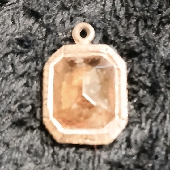 Small Octagonal Silver Pendant, Rectangular Vinta… - image 1