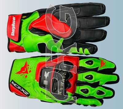 Kawasaki Racing Leather Gloves   Motorbike Track Guantes & Race Gants