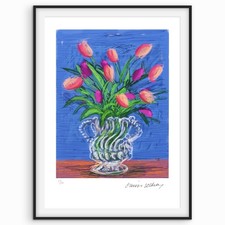 David Hockney signiert - Blumen - Tulpen in einer Vase - Nr. 346 - Zertifikat