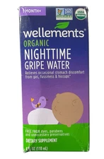 Wellements Organic Nighttime Gripe Water - Gas Relief - 4 fl oz - Exp 08/26