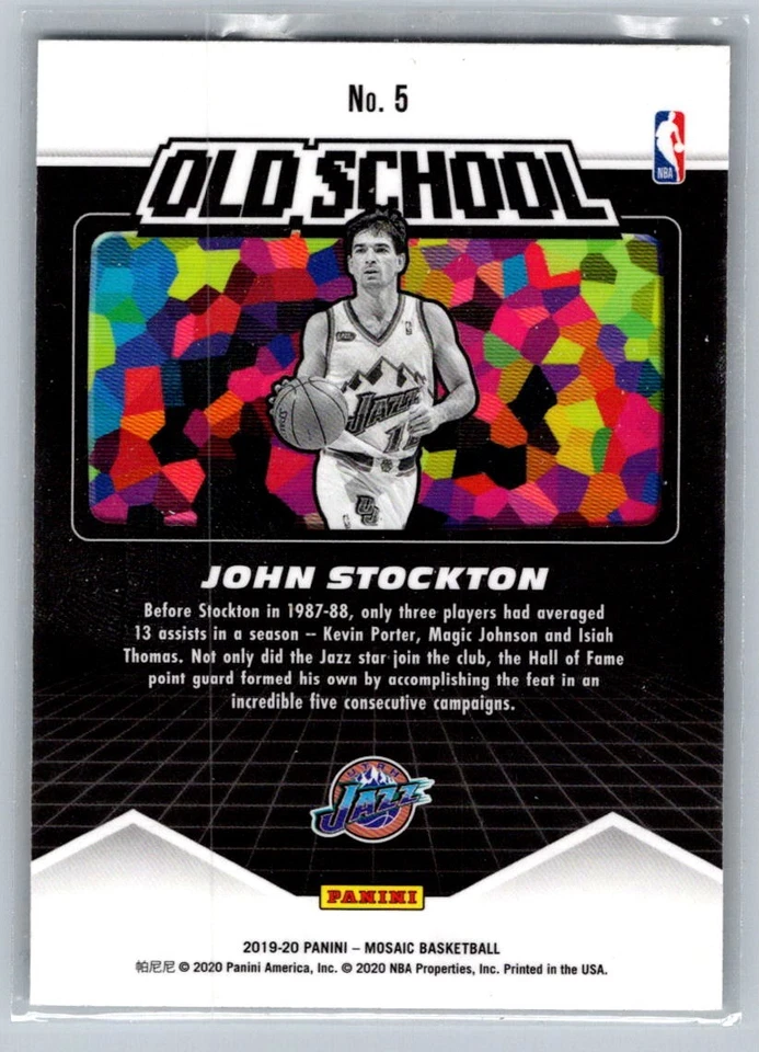 2019 Panini Mosaic Old School  John Stockton 5 - Image 2 of 2