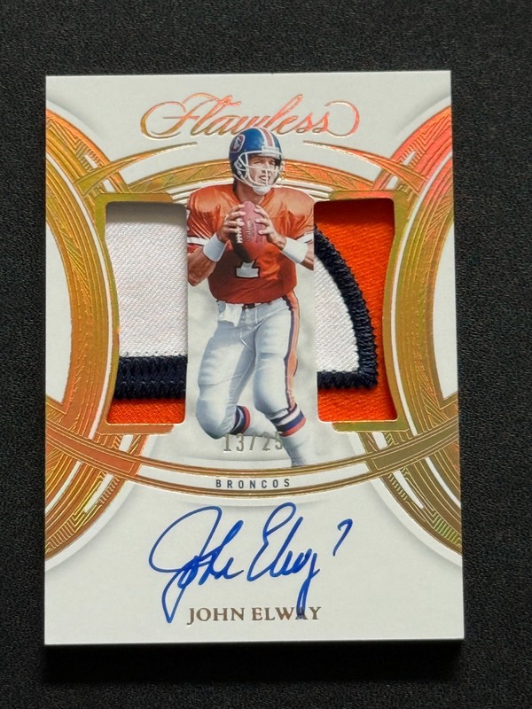 2025 Flawless Auto Patch John Elway 3/25 On Card 3 Color Patch DPA-JEY