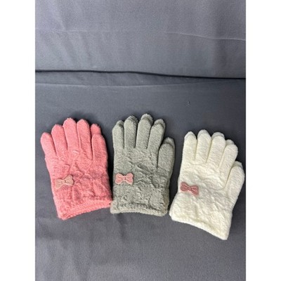 3 Pack Little Girls Gloves Pink Gray White NIP