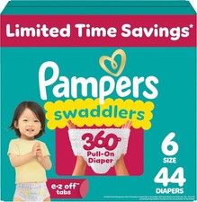 Pampers Swaddler 360 Disposable Baby Diapers, Size 6, 44 Count 