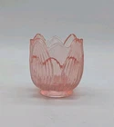 Vintage Fenton Glass Tulip Votive Candle Holder Pink 3" Retro Floral