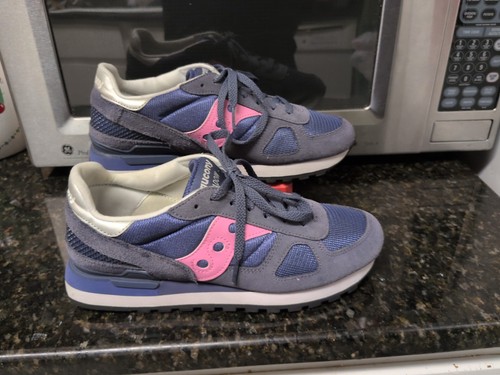 Size 9.5 - Saucony Shadow Original Navy Pink Suede W Discontinued