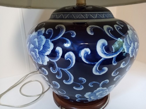 RALPH LAUREN Blue & White Porcelain Ginger Jar Oriental,floral large Table Lamp - Picture 8 of 19