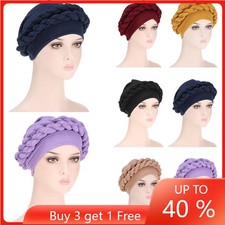 Women Braid Turban African Auto Gele Hat Muslim Hijab Head Wrap Bonnet Chemo Cap