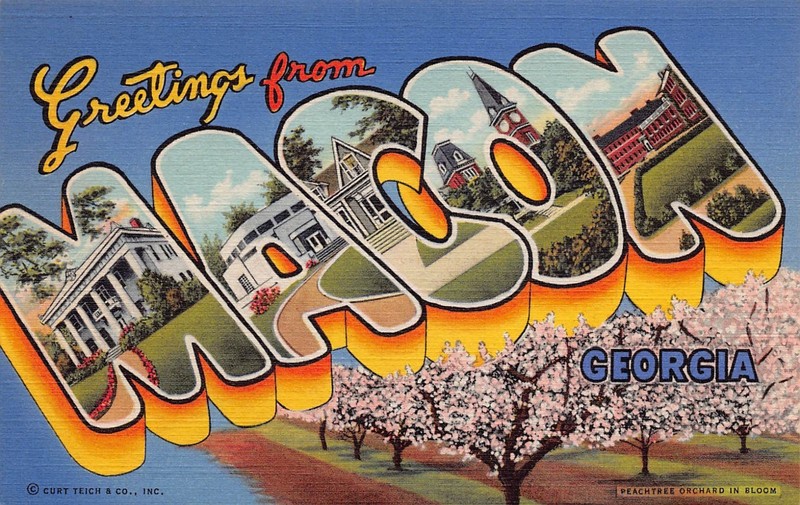 Macon Georgia GA Greetings From Large Letter 2B-H1127 Linen Postcard