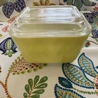 Vintage PYREX 501-B Verde Yellow Refrigerator Dish 1-1/2 Cup & Lid
