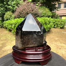 6.42LB Natural Smoky Crystal Crystal Mineral Specimens Energy Healing+Pedestal