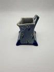 Vintage Roseville Style Pottery Creamer Blue Floral Daisy Square Pitcher 4”