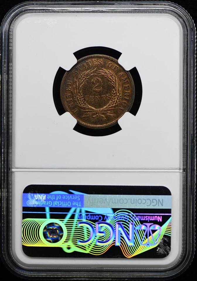 1870 Two Cent Piece 2C NGC PR66RB - Image 2 of 4