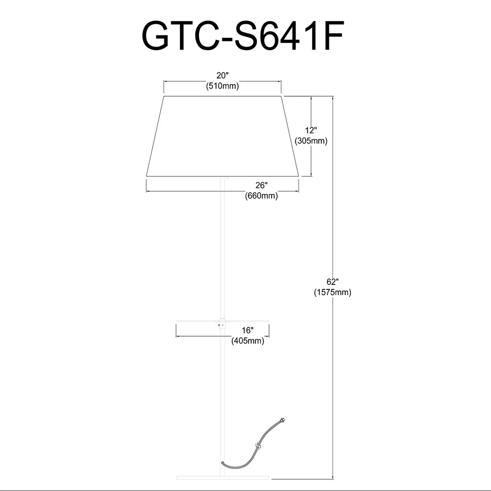 Dainolite GTC-S641F Gretchen 63" Tall Dual Function Floor Lamp - White - Image 3 of 4