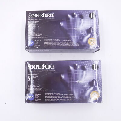 2 Boxes SemperForce BKNF104 Black Nitrile Gloves Size LG 100 Count, ESD Safe