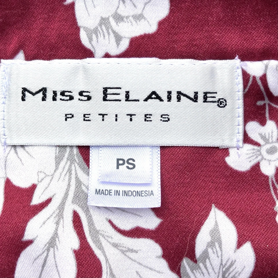 Miss Elaine Satin Burgundy Floral Pajama Set Sz PS - Image 2 of 4