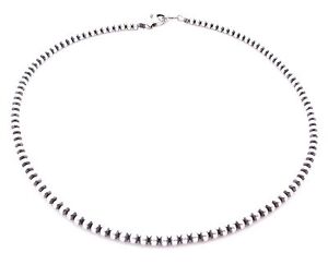 16" Navajo Pearls Sterling Silver 4mm Beads Necklace