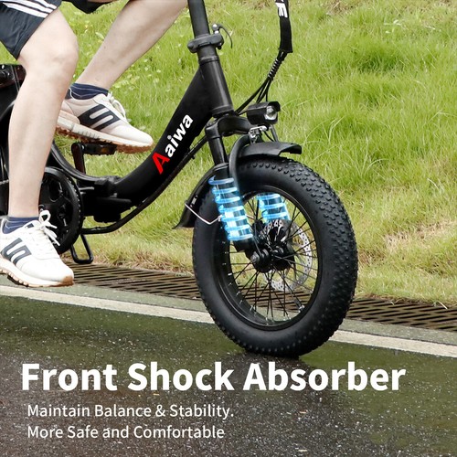 Black 750W Folding Electric Bike for Adults 16" Fat Tire 36V Beach City Ebike US - Picture 5 of 11