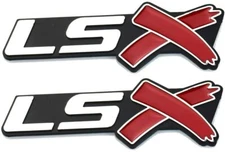 2x LSX Side Fender Rear  Boot Trunk Emblem Badge for Chevy Camaro Chrome Red