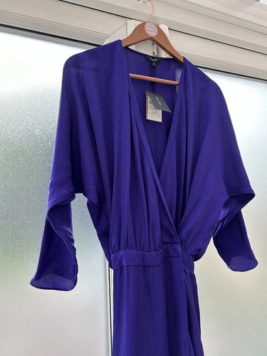 Mini abito avvolgente in raso viola MASSIMO DUTTI NUOVO CON ETICHETTA TAGLIA 8 - Foto 7 di 13