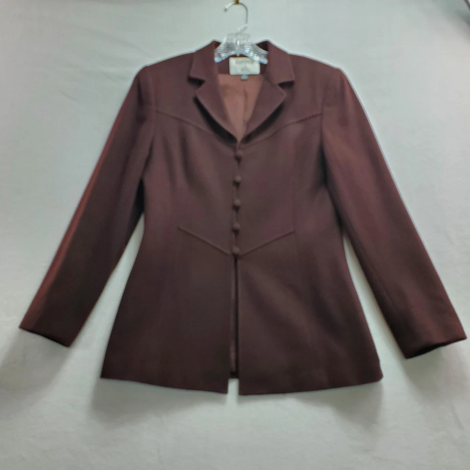 Kasper For A.S.L 裙子套装女式 8 棕色羊毛 2 件办公室职业工作 — 第 4/4 张图片