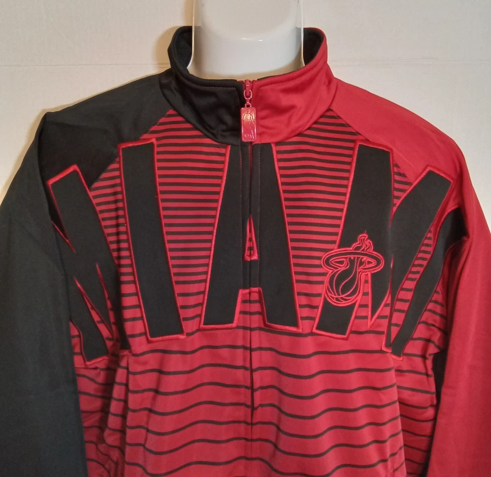 Miami Heat NBA Red/Black Nylon Full Zip Jacket XL - Image 2 of 4