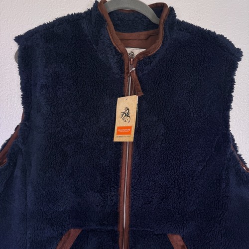 Legendary Whitetails Vest Womens XL Fuzzy Fleece Zip Up Soft Cozy Navy Blue NEW - Picture 2 of 10