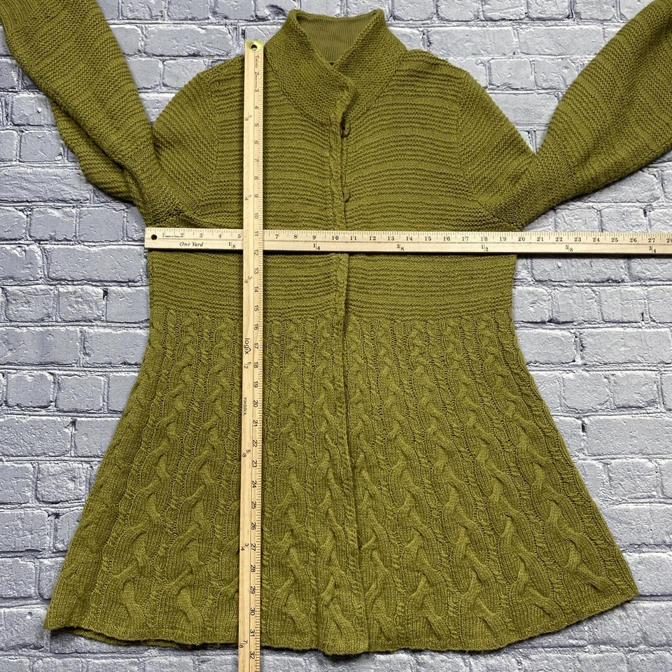 Cárdigan Suéter Tejido con Cable Mezcla de Lana Ellen Tracy XL Verde Hada Duende *Leer Foto 4 de 4