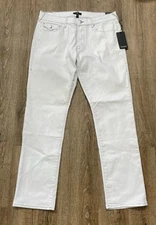 True Religion Ricky Relaxed Flap Straight Jeans Sz 36 Optic White