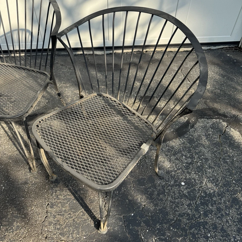 Set Four Mid Century Russell Woodard Pinecrest Wrought Iron Patio Dining Chairs - Image 3 of 4