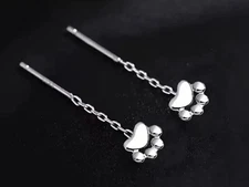 925 Sterling Silver Paw Print Threader Earrings