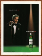 1988 Tony Bennett Tanqueray Vintage Print Ad/Poster Man Cave Bar Wall Art 80s