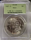 1887 S  US Morgan Silver Dollar $1 PCGS MS61 Old Green Label