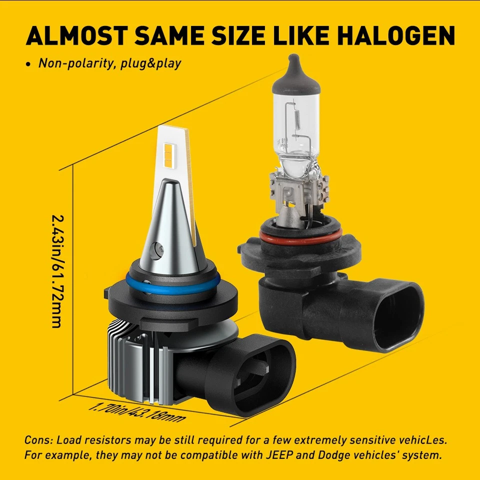 2x 9006 HB4 3000K Golden Yellow 100W Power High LED Fog Lights Driving Bulb DRL - Image 2 of 4