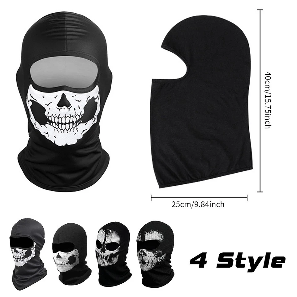 Balaclava Face Mask Halloween Ghost Skull Cover Ski Motorcycle Running Sun Hood - Image 3 of 4