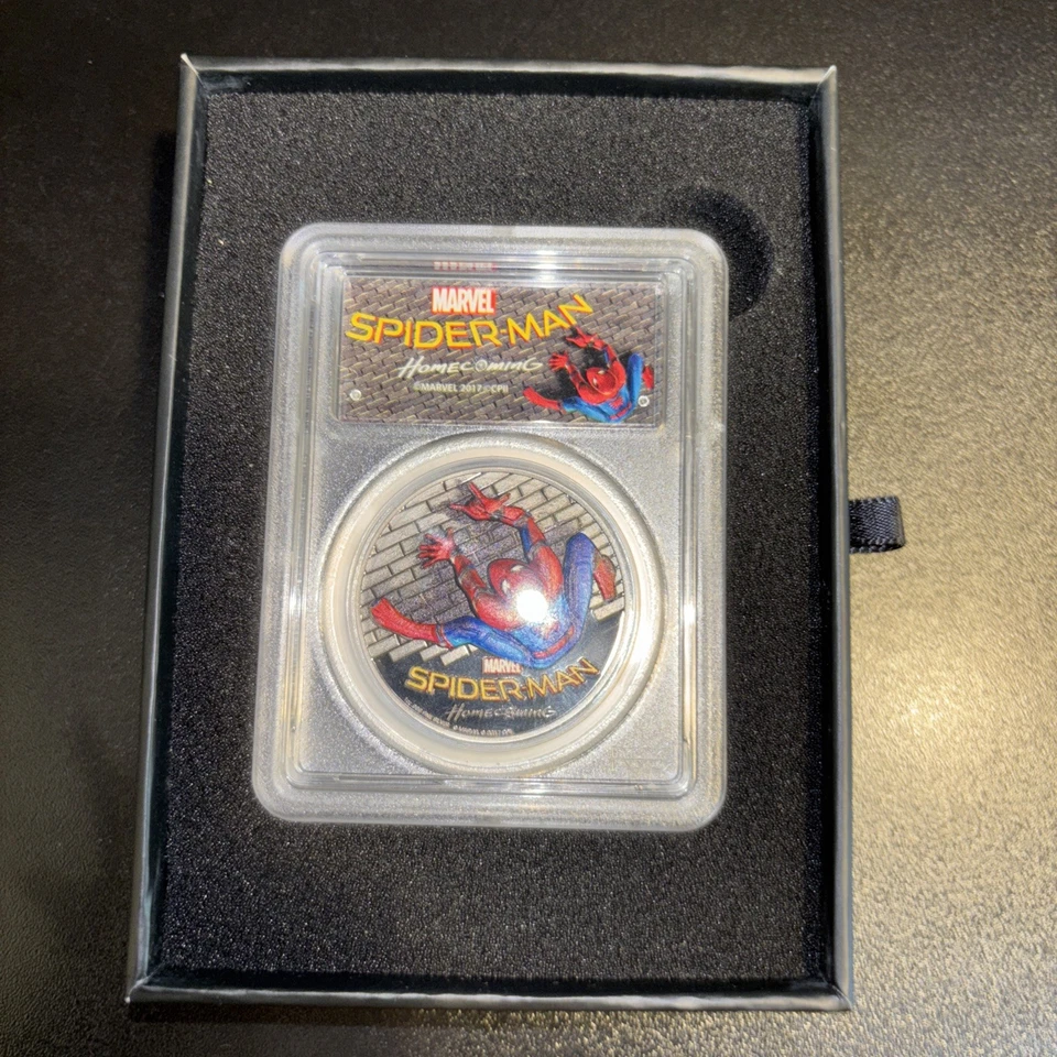 Moneda de plata 2017 Cook Islands Spider-Man Homecoming .999 de 1 oz graduación profesional Pr70-DCAM Foto 4 de 4