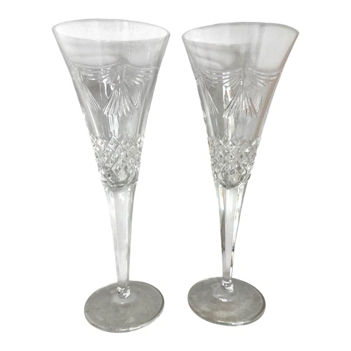2 Vintage Waterford Crystal Millennium Champagne Toasting Flutes Wedding