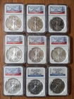2011 W/S SF MINT  EAGLE NGC MS70 ER  SF BRIDGE/25th Anv. LABEL(s) (LOT of 9 )