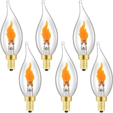 E12 Flickering Flame Light Bulbs, Flicker Candelabra Flame Effect LED Bulb for H