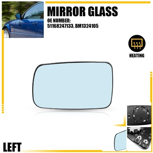 Driver Side View Mirror Glass Heated Blue Tinted For 2001-2006 BMW 330Ci Base